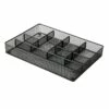 10-Compartment Black Metal Drawer Organizer