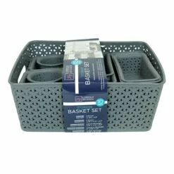 10-Piece Y-Weave Storage Basket Set, Black Pearl
