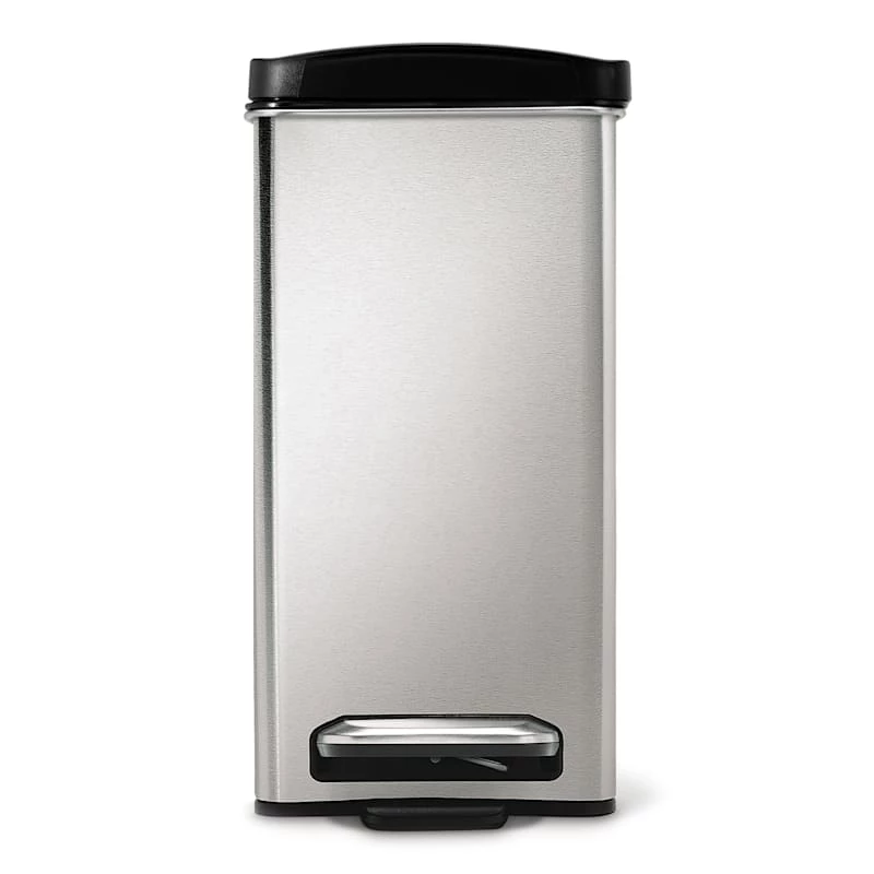 10L (2.6 Gal) Profile Step Can Brushed Stainless Steel With Black Plastic Lid 2 10L (2.6 Gal) Profile Step Can Brushed Stainless Steel With Black Plastic Lid - Image 2