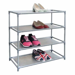12-Pair Nonwoven Standing Shoe Rack, Grey