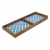 2-Compartment Blue Tile Wood Tray, 14"