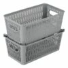 2-Pack Slide And Stack Shelf Storage Tote, Grey