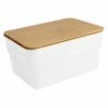 2-Pack White 8.5L Storage Bin With Bamboo Lid, Medium