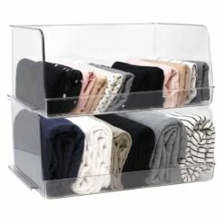 2-Piece Clear Stackable Storage Bins, Large
