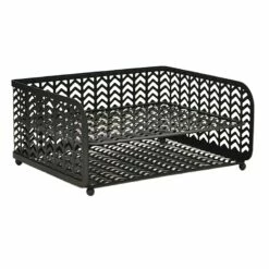 2-Tier Matte Black Chevron Punched Metal File Organizer