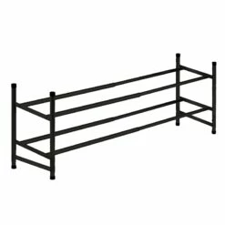 2-Tier Metal Shoe Rack, Black