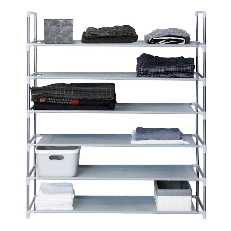 20-Pair & 5-Tier Coated Steel Shoe Rack, Grey 1 20-Pair & 5-Tier Coated Steel Shoe Rack, Grey