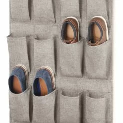 24-Pocket Over The Door Shoe Bag, Black Herringbone -comprehensive Shop 24 pocket over the door shoe bag black herringbone 2