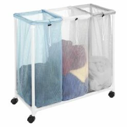 3-Section Laundry Sorter With Wheels