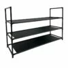 3-Tier Fabric Shoe Rack, Black