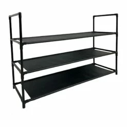 3-Tier Fabric Shoe Rack, Black