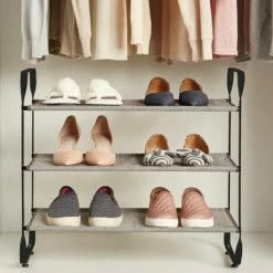 3-Tier Heavy Duty Shoe Rack, Grey -comprehensive Shop 3 tier heavy duty shoe rack grey 5