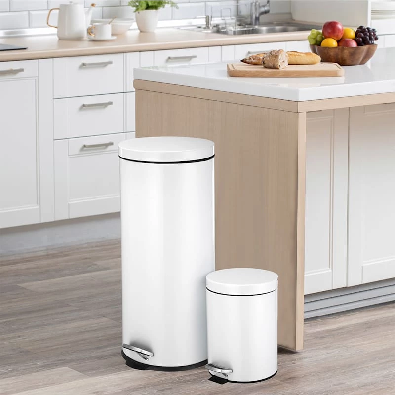 30l Round White Stainless Steel Trash Bin With Bonus 5l Bin 6 30l Round White Stainless Steel Trash Bin With Bonus 5l Bin - Image 6
