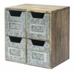 4-Drawer Galvanized Desk Organizer