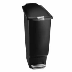 40L Slim Plastic Kitchen Step Trash Can Black