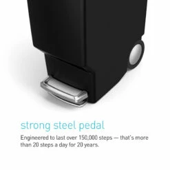40L Slim Plastic Kitchen Step Trash Can Black -comprehensive Shop 40l slim plastic kitchen step trash can black 3