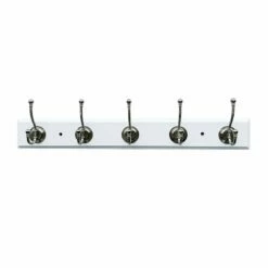5-Hook Round Wall Hook, White