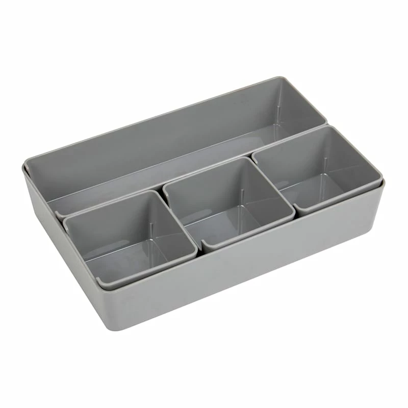 5-Pack Drawer Bin, Grey 1 5-Pack Drawer Bin, Grey