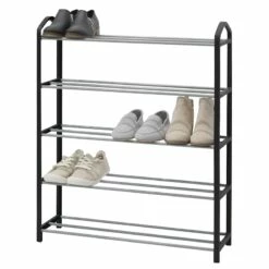 5-Tier Metal Shoe Rack, Black