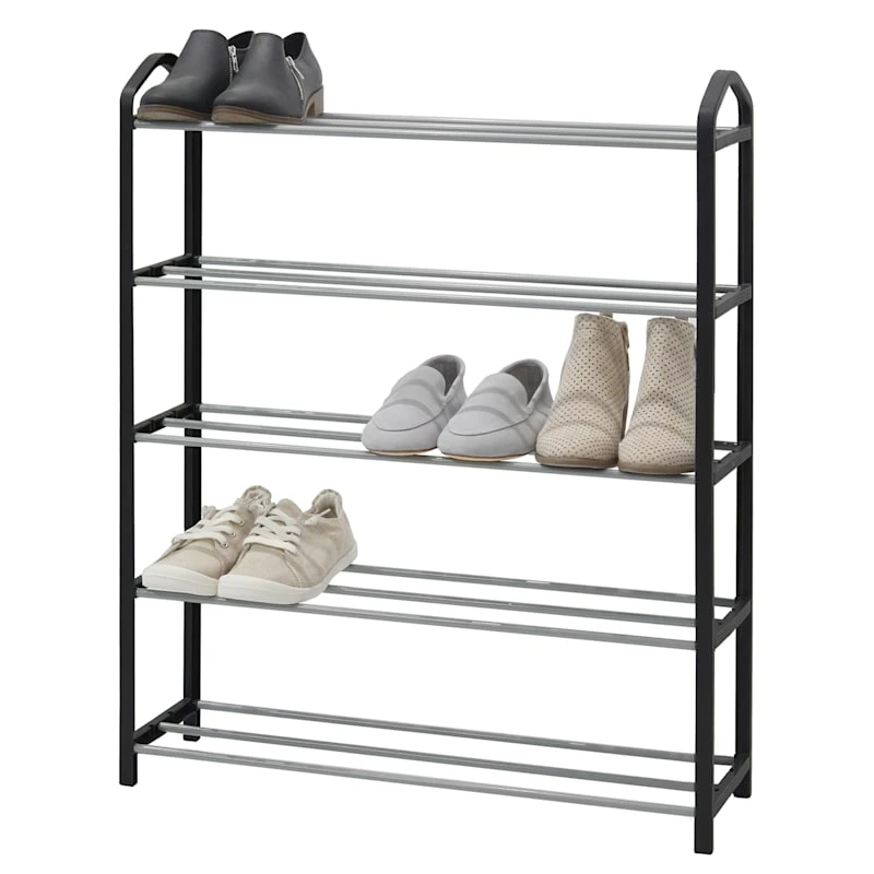 5-Tier Metal Shoe Rack, Black 1 5-Tier Metal Shoe Rack, Black