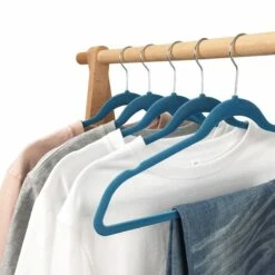 50-Pack Velvet Suit Hangers, Denim Blue -comprehensive Shop 50 pack velvet suit hangers denim blue 4