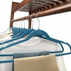 50-Pack Velvet Suit Hangers, Denim Blue -comprehensive Shop 50 pack velvet suit hangers denim blue 6