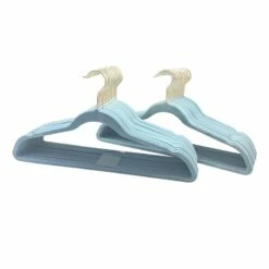 50-Pack Velvet Suit Hangers, Pastel Blue