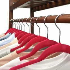 50-Pack Velvet Suit Hangers, Raspberry Red -comprehensive Shop 50 pack velvet suit hangers raspberry red 3