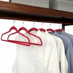 50-Pack Velvet Suit Hangers, Raspberry Red -comprehensive Shop 50 pack velvet suit hangers raspberry red 4