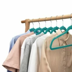 50-Pack Velvet Suit Hangers, Turkish Blue -comprehensive Shop 50 pack velvet suit hangers turkish blue 4