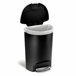 50L (13.2 Gal) Semi-Round Plastic Kitchen Step Trash Can With Lid Lock Black -comprehensive Shop 50l 13.2 gal semi round plastic kitchen step trash can with lid lock black 2