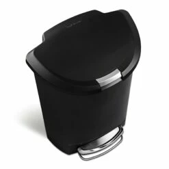 50L (13.2 Gal) Semi-Round Plastic Kitchen Step Trash Can With Lid Lock Black -comprehensive Shop 50l 13.2 gal semi round plastic kitchen step trash can with lid lock black 3