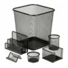 6-Piece Black Steel Mesh Office Desk Set