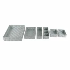 6-Piece Woven Storage Basket Set, Grey