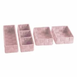 6-Piece Woven Storage Basket Set, Pearl Blush Pink -comprehensive Shop 6 piece woven storage basket set pearl blush pink 3