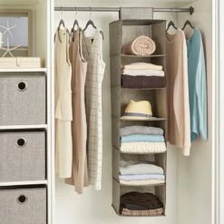 6-Shelf Hanging Organizer, Brown -comprehensive Shop 6 shelf hanging organizer brown 5