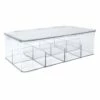 8-Compartment Clear Hinged Storage Bin, 10.8x6.5