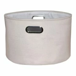 Almond Round Fabric Storage Basket, Small