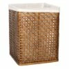 Antique Bronze Bamboo Wood Hamper With Liner, Medium