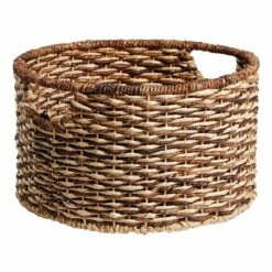 Bacburi Round Woven Abaca Storage Basket, Small