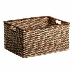 Bacburi Woven Abaca Rectangle Shelf Tote, Large