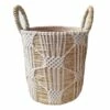 Banana Round Natural Basket/White Macrame Medium