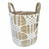 Banana Round Natural Basket/White Macrame Small