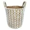 Banana Round Natural Basket/White Triangle Macrame Medium