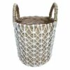Banana Round Natural Basket/White Triangle Macrame Small