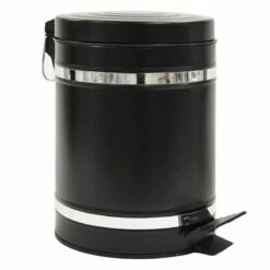 Bandit Black & Chrome Metal Round Step Can With Removable Liner, 5l
