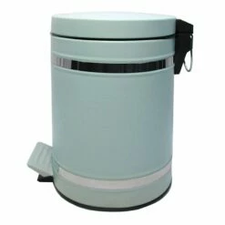 Bandit Blue & Chrome Metal Round Step Can With Removable Liner, 5l
