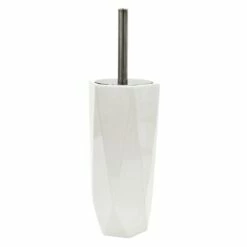 Belle Ceramic Bowl Brush, White & Chrome