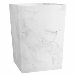 Belle Grey & White Marbled Wastebasket, 10"