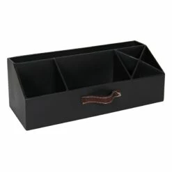 Black Metal Desktop Organizer With Strap